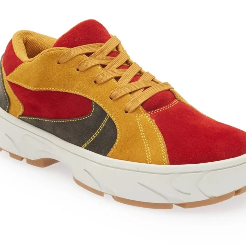 NEW! JEFFERY CAMPBELL Limit Platform Sneaker - Red Yellow Suede Multi